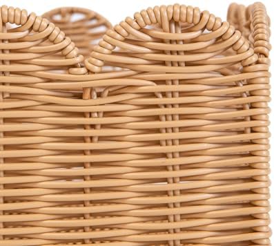 Rattan Divided Scalloped Basket,Wicker Diaper Caddy Scalloped Baske,Woven Natural Basket with 4 Dividers,Suitable for Baby Rooms, Bathrooms, Bedrooms (Imitation Rattan) - Image 7