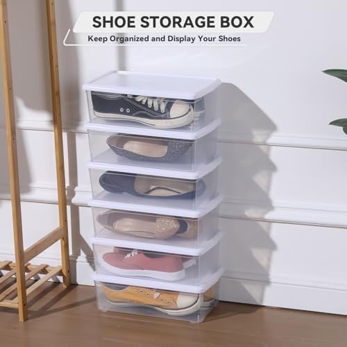 novelinks 12 Pack 6QT Plastic Storage Bins with Lids, Shoe Boxes (White) - Image 6