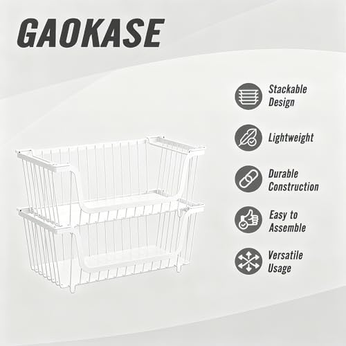GAOKASE 6 Pcs Stackable Wire Baskets for Pantry Organizers and Storage, - Image 7