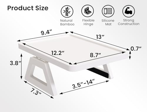 2 Pack Bamboo Couch Arm Tray,Folding Sofa Armrest Table(White) - Image 6