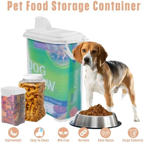 Buddeez Pet Food Storage Solution (Set of 3) - 32QT, 4QT & 2QT BPA-Free Containers with Scoop & Pour Spout for Dry Food, Treats, Chews (White Lid) - Image 7