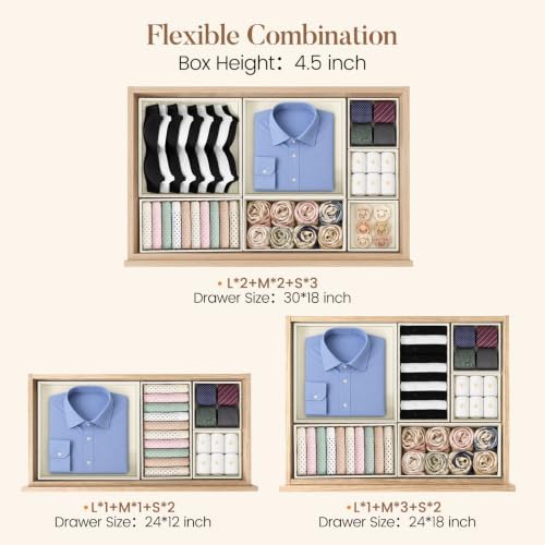 Drawer Organizer Storage for Clothes, Socks, 10 Pack, Beige - Image 7