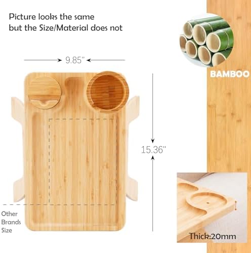 Nnewvante Couch Cup Holder Tray, 3 in 1 Bamboo Sofa Arm Clip-on Tray - Image 6