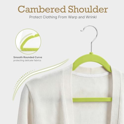 HOUSE DAY Vibrant-Green Velvet Hangers 60 Pack, Non Slip Clothes Hanger - Image 6