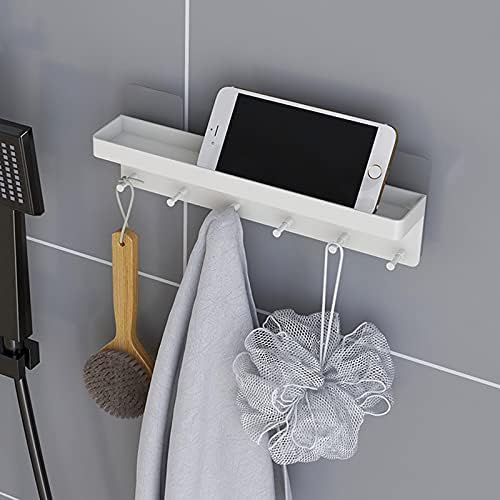 MKO Key Holder Wall Mount, Adhesive Key Hanger with 6 Hooks for Wall, White - Image 7