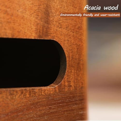 Square Tissue Box Cover with Storage Tray, Acacia Wood Tissue Box Holder - Image 6