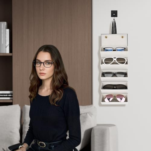 5 Slots Travel Sunglasses Organizer Holder, Foldable Travel Sunglass Case - Image 7