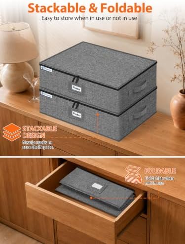 punemi Hard Shell China Platter Storage Containers for Moving, 2 Pack, Grey - Image 6