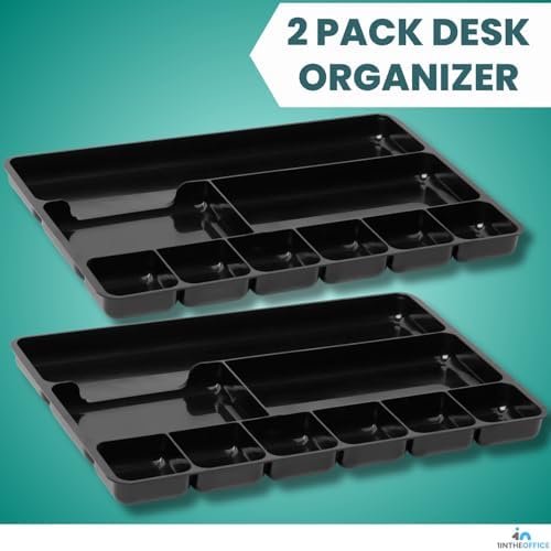 1InTheOffice Desk Drawer Organizer 9-compartment Drawer Tray Organizer (2 Pack) - Image 7