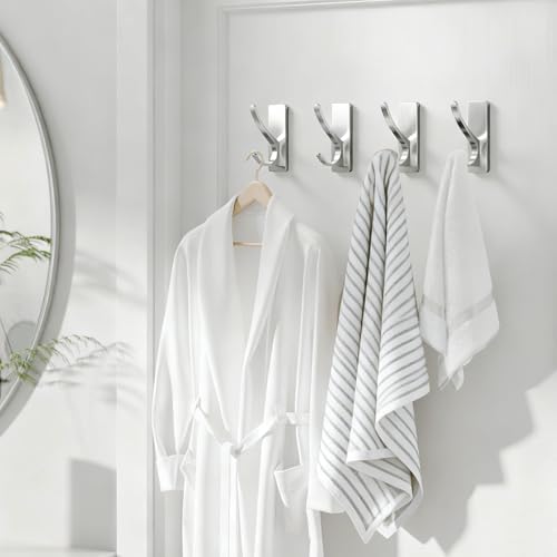 pickpiff 10 Pcs Brush Nickel Self-Adhesive Hook, 13LB Hanger for Coat/Towel - Image 6