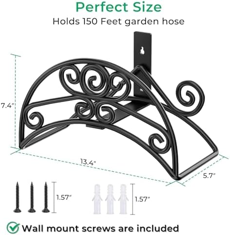 TomCare Garden Hose Holder Wall Mount, 150FT Capacity Water Hose Hanger - Image 6
