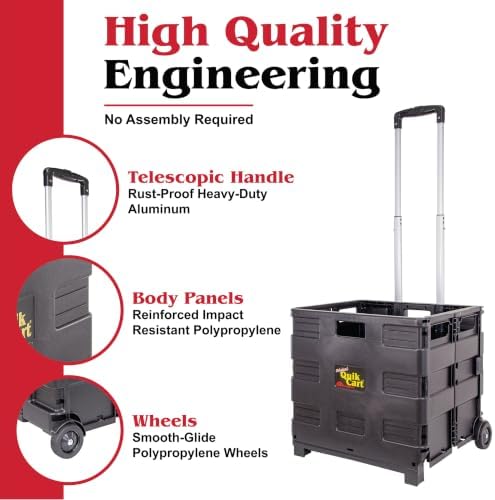 dbest Products Quik Cart Without Lid Collapsible Rolling Crate - Black - Image 6