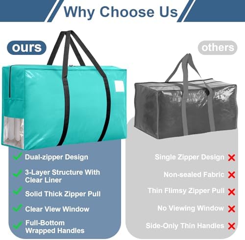 3Pcs Extra Large Heavy Duty Moving Bags with Reinforced Zippers & Handles - Image 6