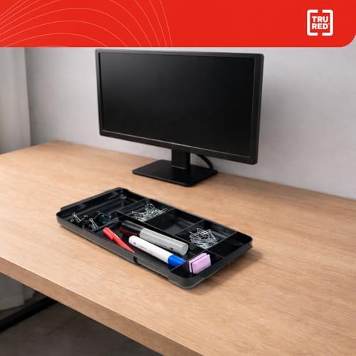 TRU RED Expandable Plastic Drawer Organizer, 7-Compartment, Black - Image 6