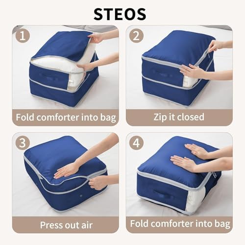 Comforter Storage Bag 66 L - 4 Pack Blanket Storage Organizer Compression Bags, Large Capacity Ultra Space Saving Self Organize for Bedding, Pillow, Duvet, Sheet Storage with Zipper Window - Image 6