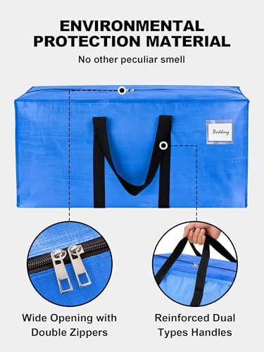 HOMESURE8 Pack 40 Gal Large Strong Moving Bags with Zippers & Carrying Handles - Water-Resistant - Heavy Duty Storage Tote for Space Saving, Fold Flat, Alternative to Moving Box (Sky Blue) - Image 7