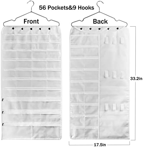 BB Brotrade Hanging Jewelry Organizer,Accessories Organizer,56 Pocket Organizer for Holding Jewelries (White-56 Pockets) - Image 5