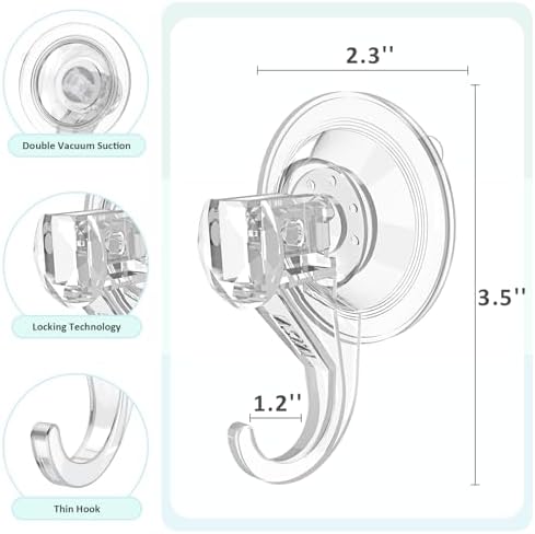 VIS'V Shower Suction Cup Hooks, Removable and Reusable, Clear, Small, 4 Pcs - Image 6