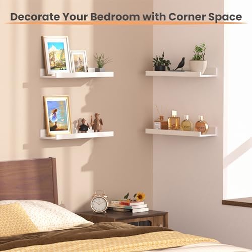 upsimples Floating Shelves for Wall Decor and Storage, White, 6Pcs 15.7'' - Image 6