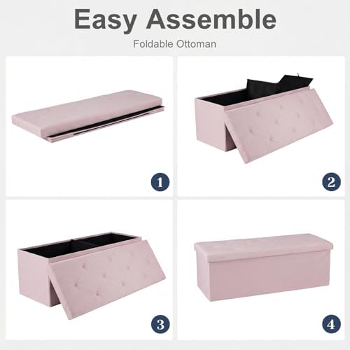 DUMOS 43 Inch Foldable Storage Ottoman Bench, Large Ottoman with Storage - Image 6