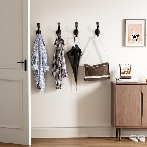 Coat Hooks Heavy Duty - Easy to Install Metal Towel Hooks Screw-in Wall Hooks for Hanging Hat, Towel, Key, Robe, Scarf, Bag, Cap (8 PCS Black) - Image 6