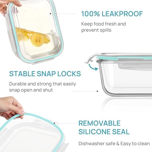 Vtopmart 2Pack 2260ml/76.4oz Extra Large Glass Storage Containers, Green - Image 6