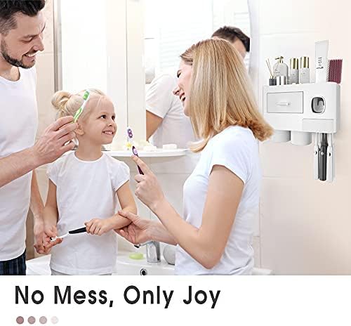 iHave Toothbrush Holders Wall Mounted with Toothpaste Dispenser & 2 Cups - Image 6