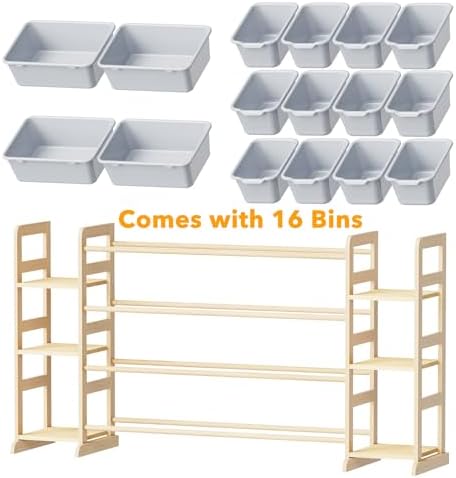 SpaceAid Toy Storage Organizer with 6 Shelves and 16 Bins, Toy Organizers Storage Bookshelf, Kids Bin Shelf Toys Box Bookcase for Bedroom Playroom Organization Room Decor, Neutral Gray - Image 7