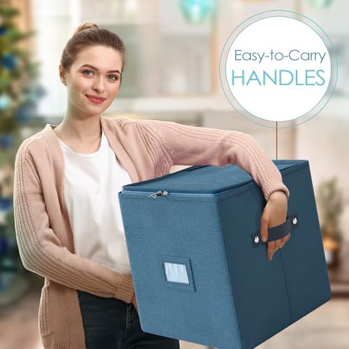Hearth & Harbor Christmas Ornament Storage Box With 4 Inner Tray Dividers - Non-Woven Ornament Storage Container For 64 Holiday Ornaments or Decorations - Image 7