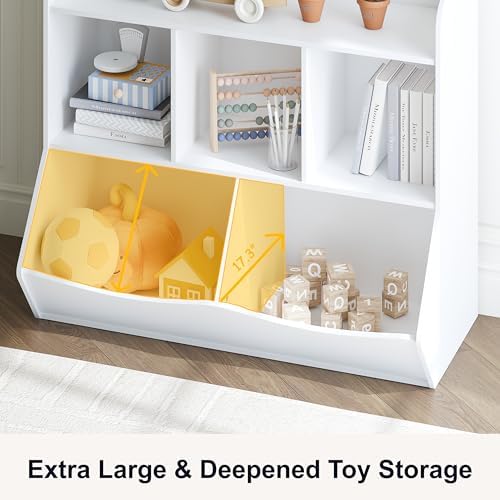 UTEX Toy Storage Organizer with Bookcase, Slanted Kids Toy Shelf Cubby - Image 6