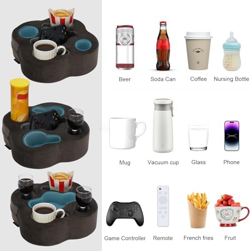 Couch Cup Holder Pillow, Sofa Organizer Caddy, Soot, 12x12x3.7Inch - Image 6