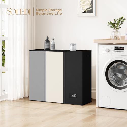 SOLEDI Laundry Hamper 3 section with lid and 3 Pcs Bag, Large Hamper 3 compartment 180L, Laundry Basket Laundry sorter Clothes hamper for Laundryroom Bedroom Blanket Storage Organizer - Image 6