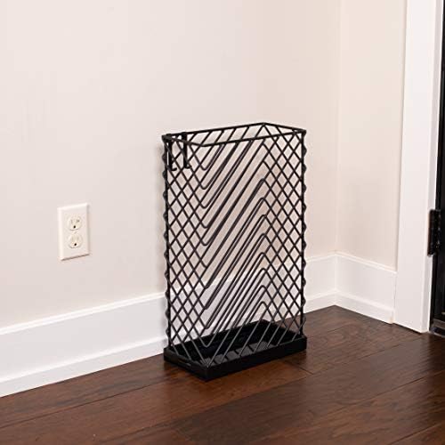 BIRDROCK HOME Decorative Umbrella Stand with Removable Water Tray - Large Metal Umbrella Rack and Cane Walking Stick Organizer for Entryway - Umbrella Holder for Indoor & Outdoor - Black, Diagonal - Image 7