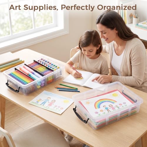 Citylife 2PC Storage Bins with Lids, Storage Box with Dividers - Image 6