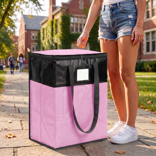 2Pack 180L Extra Large Moving Bags Heavy Duty with Strong Zipper & Comfortable Handles,Sturdy & Durable Clothes Storage Bags ,Reusable Packing Moving Boxes for College Dorm,Bedding, Space Saving,Pink - Image 5