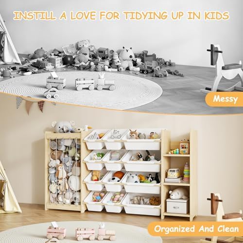 EXPERLAM 3-in-1 Toy Storage Organizer, Stuffed Animal Holder, 12 Bins - Image 6