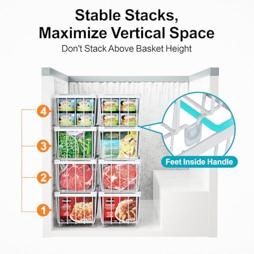 iSPECLE Deep Freezer Organizer Bins - Small Baskets for 7 Cu.Ft, 6 Pack - Image 6