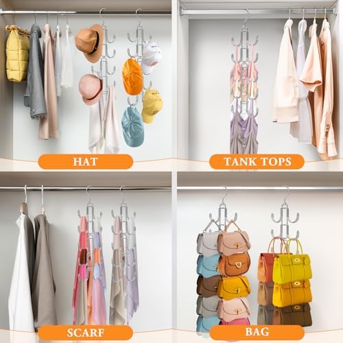 Purse Hanger for Closet,360 Degree Purse Bag Organizer Handbag with 10 Hook - Image 7