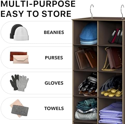 Simple Houseware 20 Section Shelves Hanging Shoes Organizer, Brown - Image 7