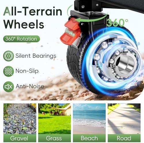 46" L Collapsible Foldable Extended Wagon, 500LB Weight Capacity with 280L Heavy Duty Folding Cart,Utility Wagon with All-Terrain Beach Wheel & Drink Holders,Gray - Image 6
