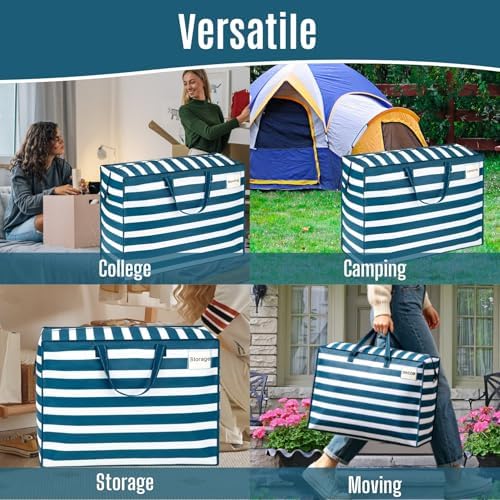 VENO Heavy Duty Moving Bags, 27 Gallon, Classic Navy Stripe, 4 Pack - Image 6
