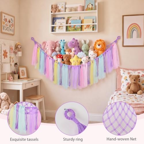 FIOBEE Stuffed Animals Net LED Light Toy Hammock for Kids Bedroom Storage - Image 6