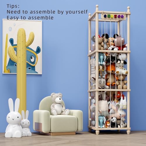 Stuffed Animal Storage Wood Toy Storage Organizer, Upgraded Design from Bean Bag Stuffed Animal Hammock Plushie Net, Large Toy Chest Stuffed animal holder for Kids Nursery Playroom Bedroom (XL) - Image 7