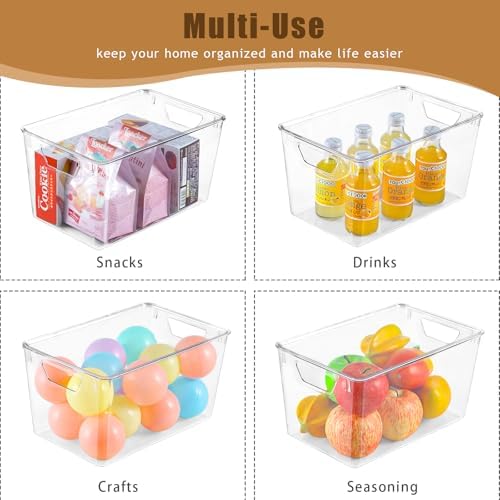 Freebat 6 Pack Clear Storage Bins with Lids, 7 Quart Pantry Organizer Bins - Image 6