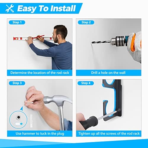 PLUSINNO H5 Horizontal Fishing Rod/Pole Holders for Garage, Wall Ceiling Mounted Fishing Rod Holder, Aviation Aluminum Fishing rod rack Holds up to 5/10/20 Rod or Combos Fishing Gear and Gifts for Men - Image 6