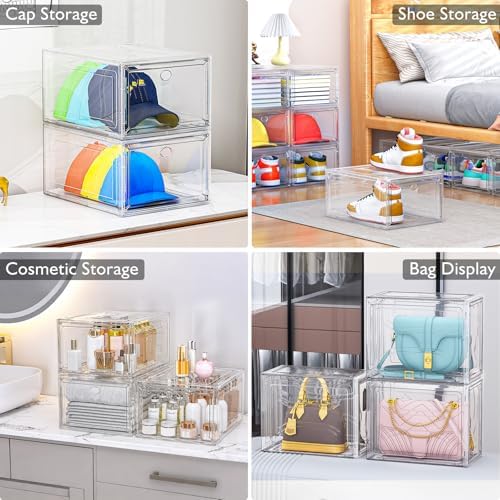 Large Thick Clear Shoe Organizer, Magnetic Door Stackable Shoe Storage Box - Image 6