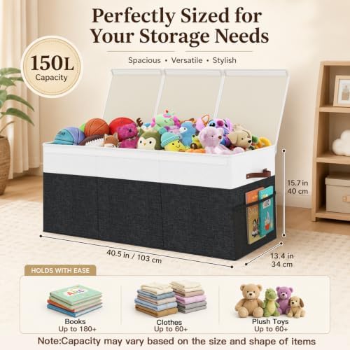 150L Extra Large Toy Storage Box with Lid for Boys Girls Nursery Playroom - Image 7