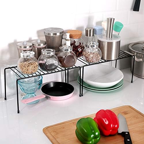 Kitchen Shelves, Cabinet Organization Mini Storage Shelf, Black ,Set of 2 - Image 6