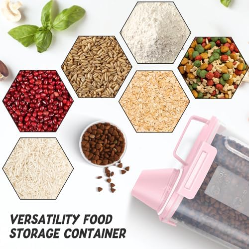 Dog Cat Food Storage Container with Cup (Pink, 2.5L (2 pack)) - Image 7