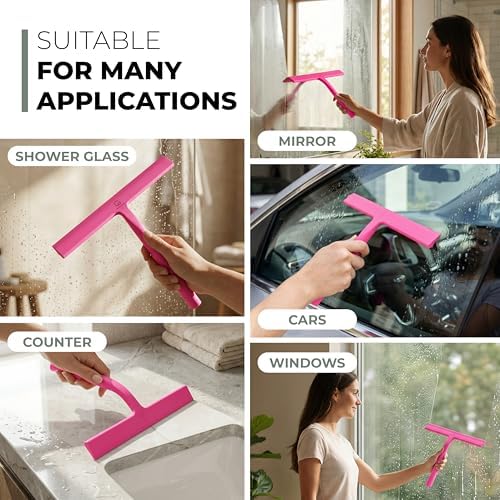 GÜTEWERK Silicone Shower Squeegee with 3-in-1 No-Drill Mount, Pink, 15'' - Image 6